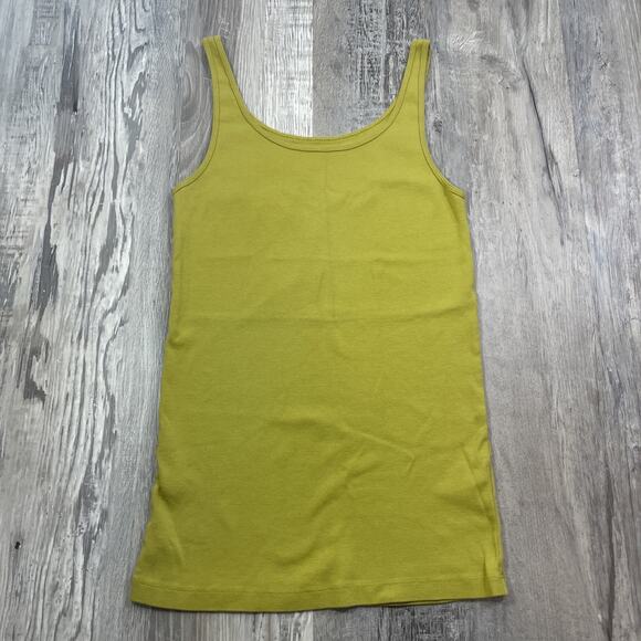 Eileen Fisher Tank Baby Rib Organic Cotton Green Basic Scoop Neck Size Medium - Picture 1 of 15